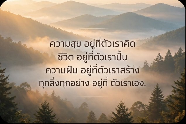 nuy3117's tweet photo. ความสุข อยู่ที่ตัวเราคิด
ชีวิต อยู่ที่ตัวเราปั้น
ความฝัน อยู่ที่ตัวเราสร้าง
ทุกสิ่งทุกอย่าง อยู่ที่ ตัวเราเอง. https://t.co/q0cHPGbZq2
