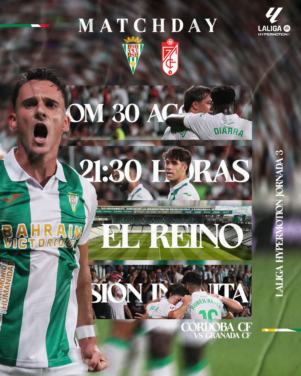 CordobaCF_ofi's tweet photo. 😀 𝐃Ɩ́𝐀 𝐃𝐄 𝐆𝐋𝐎𝐑𝐈𝐀... 💚🎶
⚽️ #CórdobaGranada
📈 J.3 #LaLigaHypermotion
⏰ 21:30 h
🏟️ Bahrain Victorious Nuevo Arcángel
🎟️Entradas en #TaquillasCCF y https://t.co/JuPmWtmFGd https://t.co/r3AfOzEJ8a