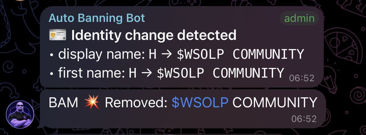 crzypeas's tweet photo. Protect your telegram and discord groups with a FREE premium identity firewall. 

@autobanning_bot is the ultimate security guard. 

Bans on entry or bans on name change. Protect your community. https://t.co/cmbOQbzeQT