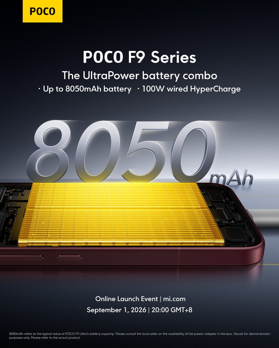 POCOGlobal's tweet photo. The most powerful battery combo ever on POCO F Series.
Big on power. Built to keep up with everything you do.

That's POCO F9 Series. https://t.co/l1s6BeG7BQ