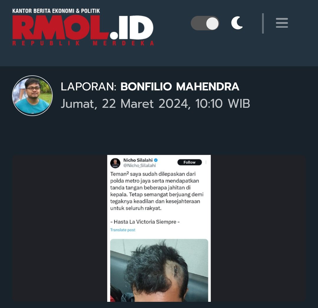 Nicho_Silalahi's tweet photo. Pemimpin massa itu harus siap dengan kondisi terburuk sekalipun, Gue berkali-kali menerima kebrutalan Polisi, Dimedan Gue digebukin hingga gigi copot, di Jakarta Gue Digebukin Polisi Hingga Kepala Pecah, Tidak Pernah Sekalipun Anarcho Gue jadikan Kambing Hitam Buat Lari Dari Tanggung Jawab, Ngerti Kau BOTOX KONTOL.!!!

Lain cerita kalau aksimu hanya mainan Intelijen untuk menciptakan hantu baru setelah Hantu Komunis Hilang Akibat Mesra Dengan CHINA.
