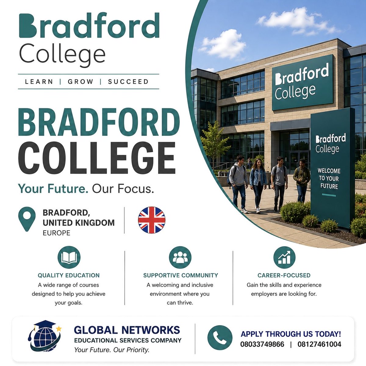 NetworksCompany's tweet photo. 🇬🇧🎓 Start Your Journey at Bradford College!
Ready to build the skills and knowledge for a brighter future? Bradford College offers quality education, a supportive community, and career-focused learning to help you achieve your goals.
📍 Bradford, United Kingdom https://t.co/rWauhAAdij