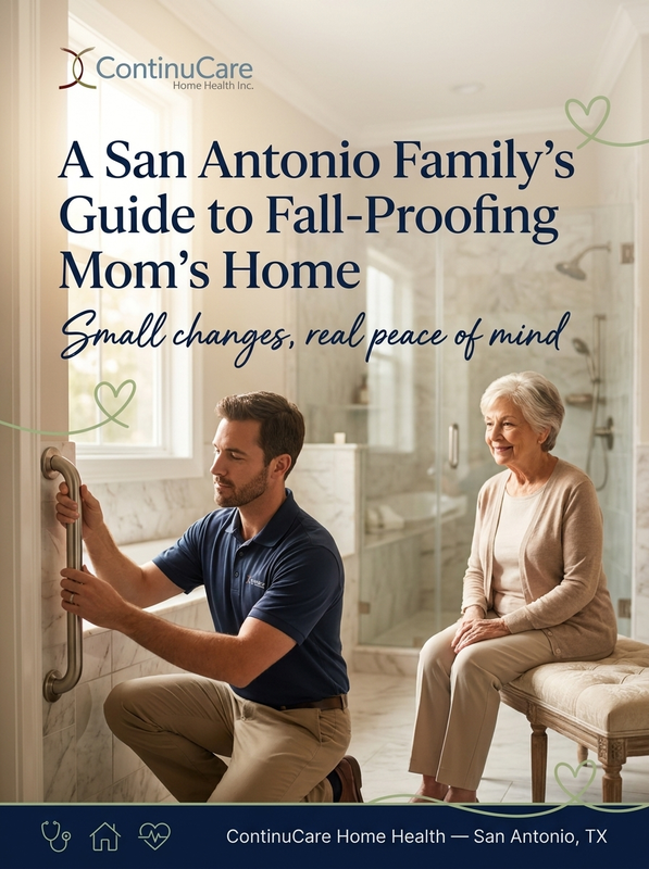 ContinuCareSA's tweet photo. Falls are one of the top reasons San Antonio seniors lose their independence. A few simple changes to lighting, rugs, and bathroom grab bars can make a home dramatically safer. Ask ContinuCare for a free in-home safety assessment. #FallPrevention #AgingInPlace #SanAntonioSeniors https://t.co/JyrHv71OG3