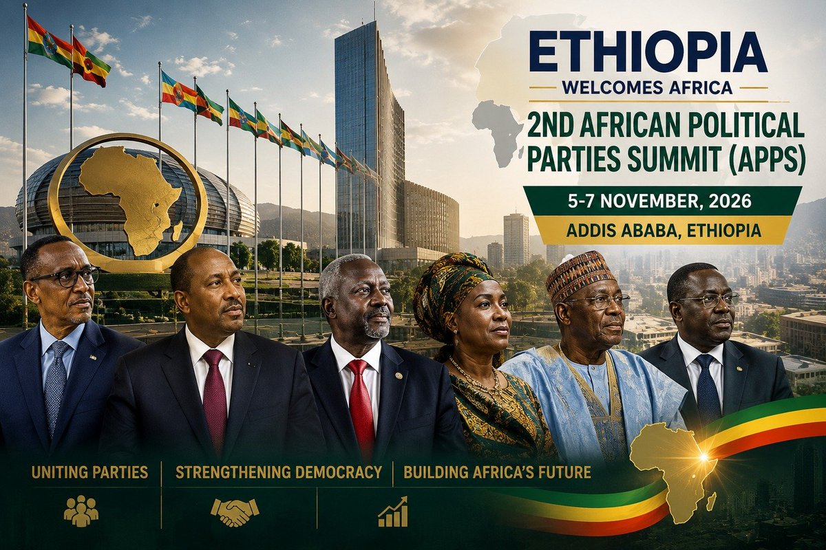 FelleshaH73710's tweet photo. #Ethiopia is gaining global recognition for hosting major events and showcasing its potential. The country will host the #2nd-African-Political Parties Summit (APPS) from #Nov-5-7, 2026-in-Addis-Ababa, bringing together political leaders from across #Africa.
@_AfricanUnion https://t.co/CFBY99tPUG