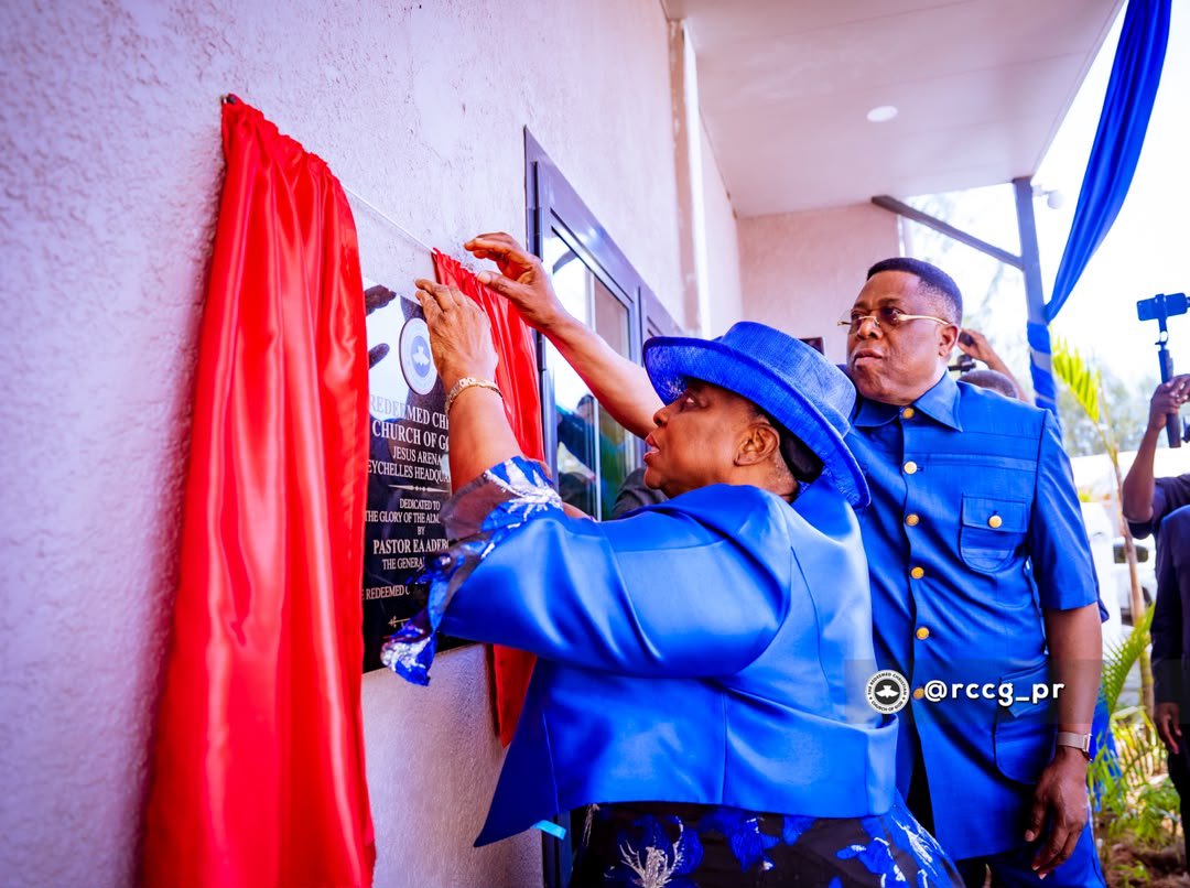 RCCG_PR's tweet photo. We are extremely grateful to God for all that He is doing in RCCG.

 @PastorEAAdeboye and @PastorFAAdeboye dedicated RCCG Jesus Place, Seychelles, to the glory of God.

God be praised for a glorious dedication and the propagation of His Gospel all across the world.

#RCCG https://t.co/GUAK7C5k6z