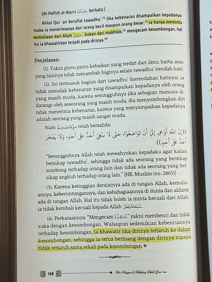 MyJournal199X's tweet photo. Ahlul Qur'aan 

Excerpt from: Akhlaq Hamalatil Qur'aan by Imam Ajurri Rahimahullaah, sharh by Shaykh Abdurrazzaaq al-Badr Hafiẓahullāh. https://t.co/vnptWYUWd2
