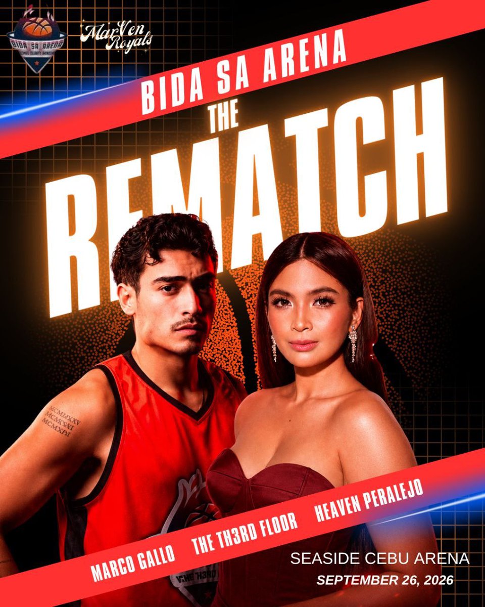 MarVenRoyalsOFC's tweet photo. 🏀 Marco dominates the court, while Heaven, our muse, cheers passionately from the sidelines — what a perfect MarVen combo! 💙✨

Let’s show our full support as MarVen takes part in the Bida Sa Arena Rematch at SM Seaside Cebu this September 26, 2026.

🎟 Grab your tickets here: SM Tickets
📩 Send us a DM if you’d like to join MarVen’s Team Live

#MarVen
#MarcoGallo
#HeavenPeralejo
#BidaSaArenaTheRematch