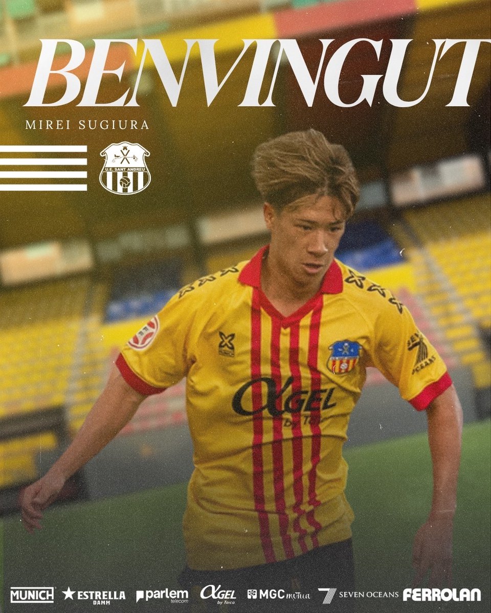uesantandreu_jp's tweet photo. 杉浦選手 トップチームへ期限付き移籍加入のお知らせ

UEサン・アンドレウは、
日本のJ2リーグ・湘南ベルマーレとの
期限付き移籍協定を更新し、
杉浦誠黎（すぎうら・みれい）選手が
トップチームへ加入することになりましたので
お知らせします🙌✨

昨シーズン後半のフベニールA（U-19枠）での
所属を経て、さらに1年間の期限付き移籍延長で
合意しました✍️

2007年に東京都町田市で生まれた杉浦選手は、
昨シーズンの後半戦、スペイン国内での公式戦出場に
必要な事務手続きが完了したのち、
フベニールAで3試合に出場し
1ゴールを記録しました🔥

なお、当初の合意内容には、将来的に
トップチームへ登録される可能性が含まれていました。

右利きで高いスキルと打開力を誇る
若き日本人ウインガーは、
昨夏に続いて今プレシーズンも
トップチームのトレーニングに参加し、
トレーニングマッチでも出場機会を得て
アピールを続けていました⚽️✨

今回の加入により、チームに新たな
若き才能と攻撃のバリエーションが加わります🔥
誠黎、サン・アンドレウへようこそ💛❤️