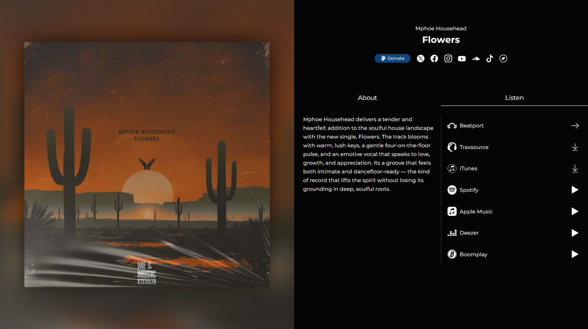 MeDigitalDistr's tweet photo. 🔥 OUT TODAY! 🔥

Mphoe Househead – Flowers is officially out now and ready to take you on a deep house journey! 🎶

🎧 Stream &amp; download “Flowers” now!
👉 https://t.co/KGM0XHveNO

❤️ Follow us for more fresh music
#DeepHouse #HouseMusic #SoulfulHouse #UndergroundHouse #NewMusic https://t.co/dUscX1SsAz
