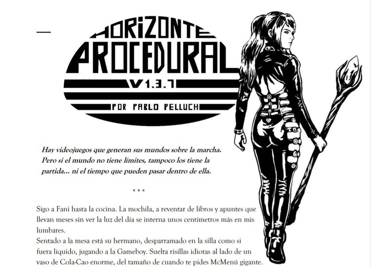 refugiobizarro's tweet photo. Horizonte procedural v.1.3.7 es un relato de Pablo Pelluch (@SNUFF), más conocido por @NormalPodcast_ . Es un relato que me atrevo a clasificar como muy liminal o extraño, sobre una chica que entra a un videojuego retro que parece ser infinito... https://t.co/lllVWM3HK4