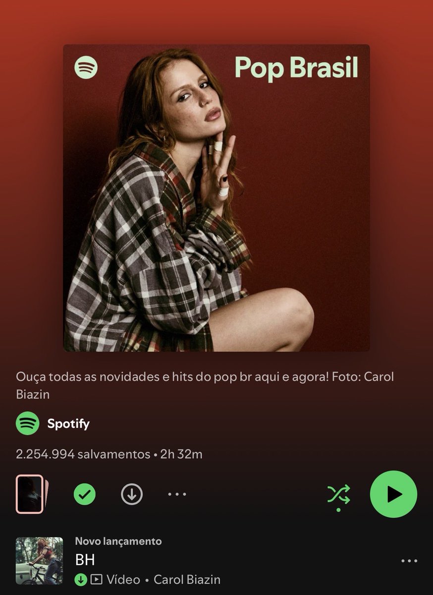 conexaobiazin's tweet photo. Com “BH” em #1, Carol Biazin estampa a capa da Pop Brasil no Spotify. ❤️ https://t.co/UzjbnPuwcf