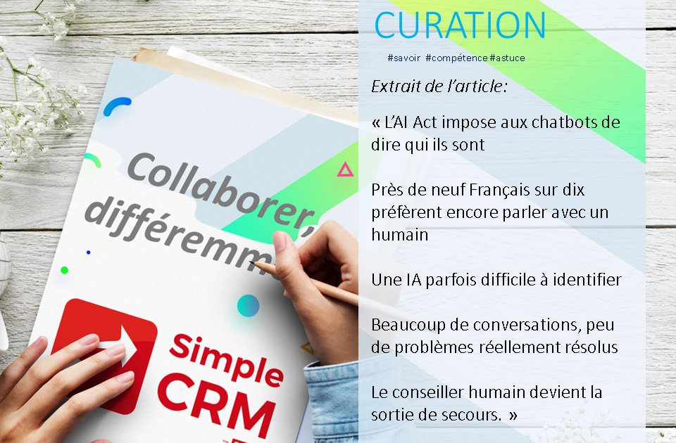 SIMPLE_CRM's tweet photo. IA et relation client : les Français veulent savoir à qui ils parlent #curation #savoir #stuce https://t.co/voFTYzNGAp https://t.co/Ugh4DCN690