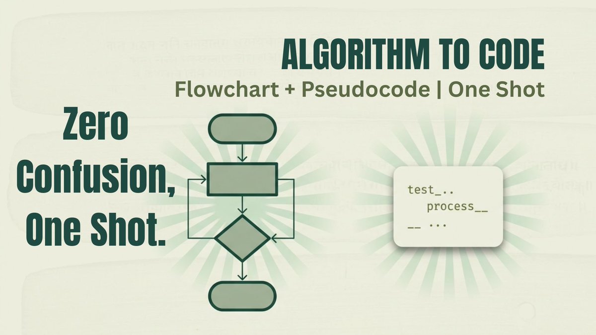 VashistXoffical's tweet photo. Zero Confusion. One Shot. 🎯
YOUTUBE video: Algorithm to Code — Flowchart + Pseudocode explained.
Algorithm → Flowchart → Pseudocode → Code
Watch here 👇
https://t.co/aX6qASvay4
#DSA #Flowchart #Pseudocode #Programming https://t.co/pRalh8e65G