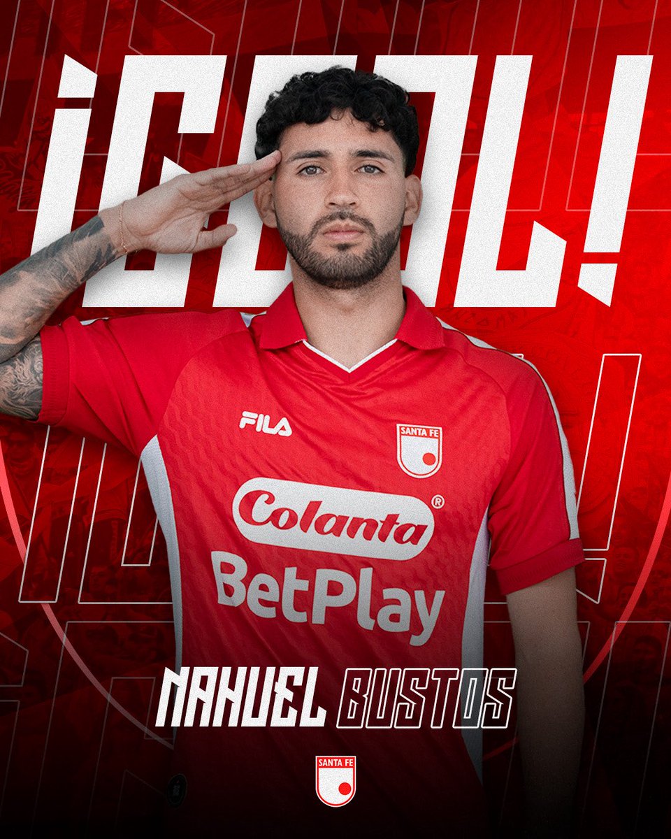 SantaFe's tweet photo. ⏱️62’ ¡Gooooooooooooooooolllll de Nahuel Bustossssss 🦁🇮🇩☝🏻!

Santa Fe 🇮🇩 1-0 Dep. Tolima

Fecha 10 ⚽️ @LigaBetPlayD https://t.co/MYjPdjxTVk