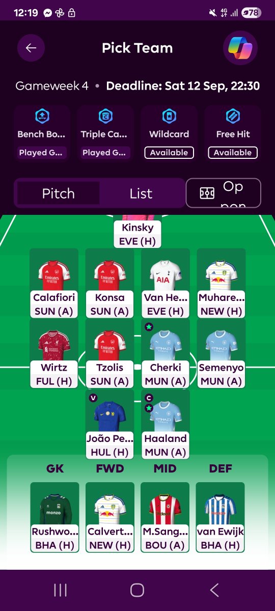 psychoandyclark's tweet photo. @FPL__Raptor Maybe just buy the players who are rising pre season. 
My current team is similar to your Wildcard, apart from your 2 HYPED Chelsea MIDs.  
Bring on 
Chelsea 1 HULL 0 
&amp; 
Haaland Hat Trick https://t.co/sVZ8eLMDnM