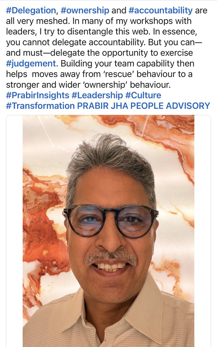 PrabirJha's tweet photo. #PrabirInsights #Leadership #Delegation #Ownership #Accountability #Culture #Transformation https://t.co/BTK4tGO7wH