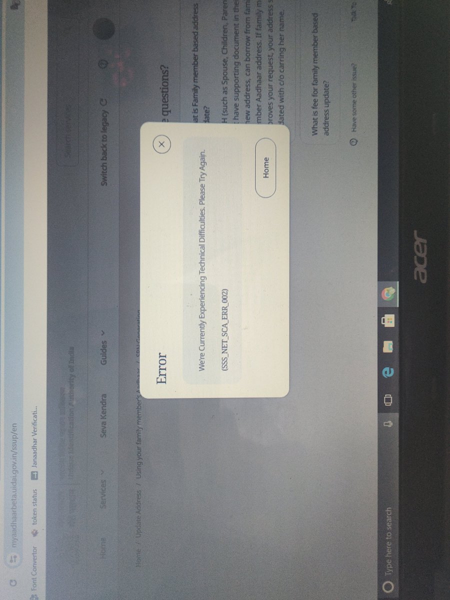 rajeshks82's tweet photo. @UIDAI error displayed while using update address using family member aadhar last 7 days. Please resolve this error ASAP or guide https://t.co/O0daNsO5FU