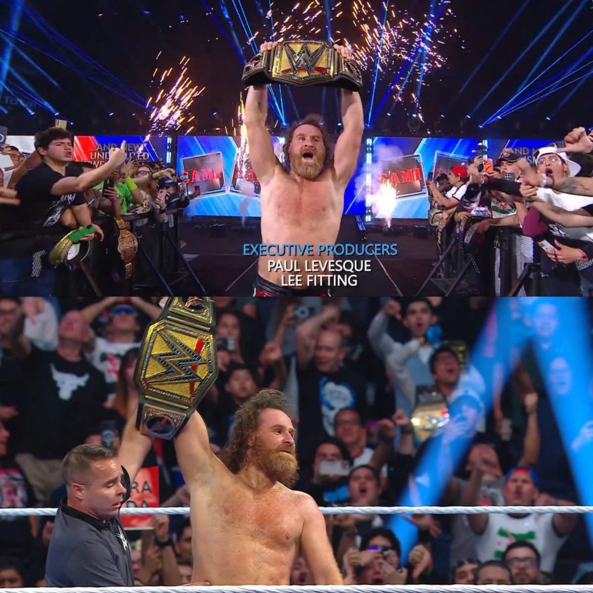 esoque_8's tweet photo. 🚨 ¡BOMBAZO EN MÉXICO! 🇲🇽💣
¡NUEVO CAMPEÓN! Kevin Owens interviene y golpea duramente a CM Punk, dejándolo servido para que Sami Zayn se lleve la victoria y el Undisputed WWE Championship.  😱👑
#SmackDown #WWEMéxico https://t.co/SWcmwQW1ZJ