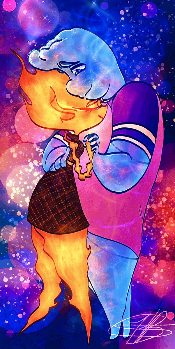 ArtHanabi's tweet photo. First Dance 🧡💙

Two posts in one day, wowie- xDD

#elemental #elementalpixar #elementalfanart https://t.co/E5oSQsc2hR