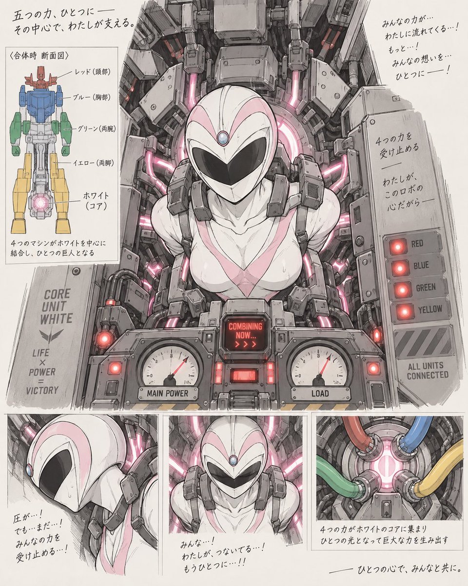 hiroRyona0423's tweet photo. 戦隊ヒロイン。合体ロボの動力。 https://t.co/hNUw925zXR