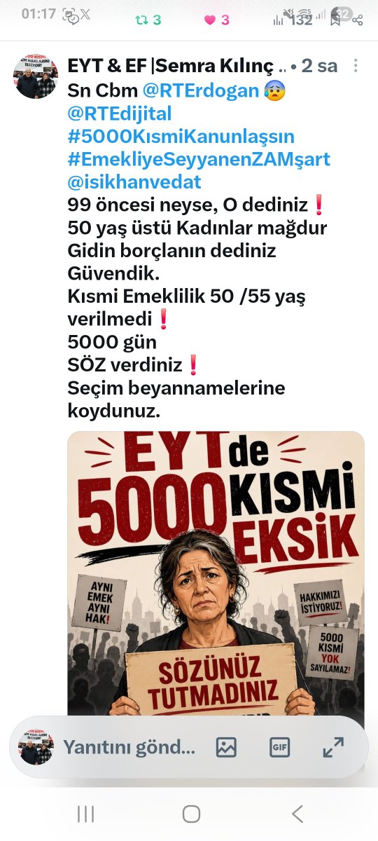 semrakilinc8080's tweet photo. @RTErdogan Sn Cumhurbaşkanım😰 @RTErdogan 99 öncesi, Kadınlar, anneler, mağduruz😪
5000 Kısmi 50/55 yaş anayasal hakkımız .
#42Aydır5000KısmiMaaşsız
#Emekli23BinleYaşayamaz
@isikhanvedat Ezgi Apartman Oğuz Çetin
Şişe İsmail Kartal Montela Bartuğ Sane kerem Cumaya okan #FBvROM Mansur Yavaş https://t.co/dZGD5wQbzJ