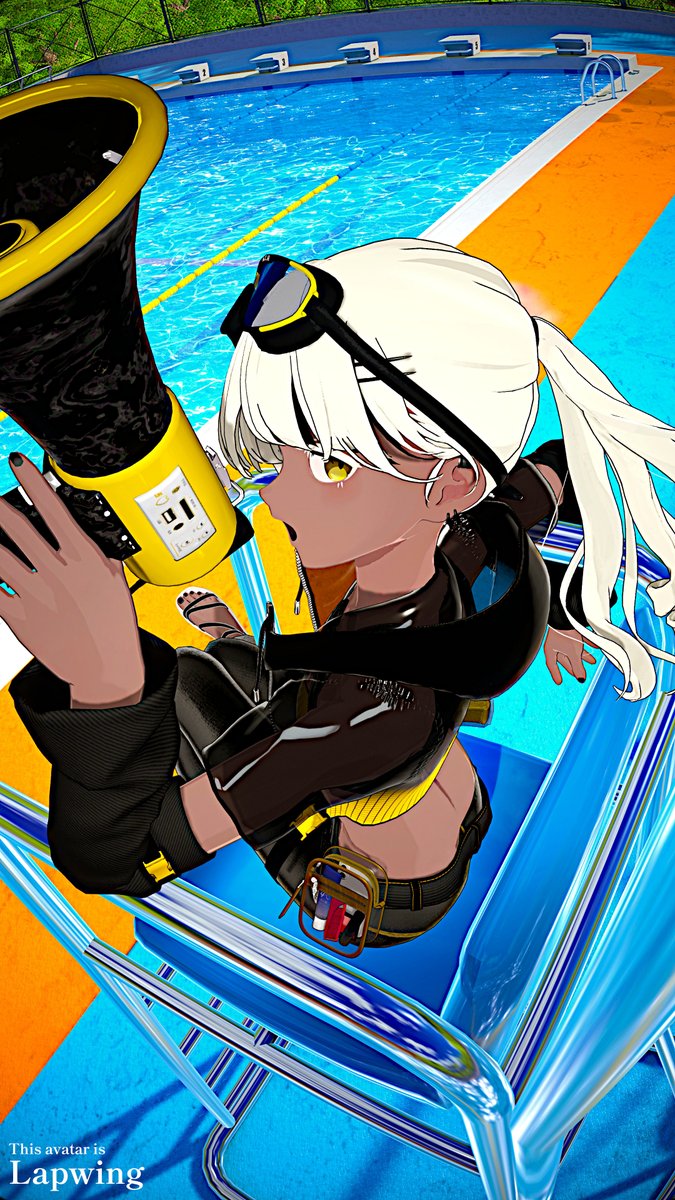 r8jgAMhAmm66163's tweet photo. 「プールサイドは走るなよー？」   
World:澄夏町学校 プール開放日 -School Swimming Pool in Summer-
#Lapwing3D #VRChat https://t.co/W83DLEnbmK