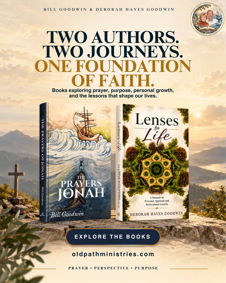 BillGAuthor's tweet photo. Two authors. Two journeys. One foundation of faith. ✨Discover The Prayers of Jonah by Bill Goodwin and Lenses for Life by Deborah Hayes Goodwin.🌐 https://t.co/gDycAmxqMw#BillGoodwin #ChristianBooks #FaithJourney https://t.co/tURRV8Zt8W