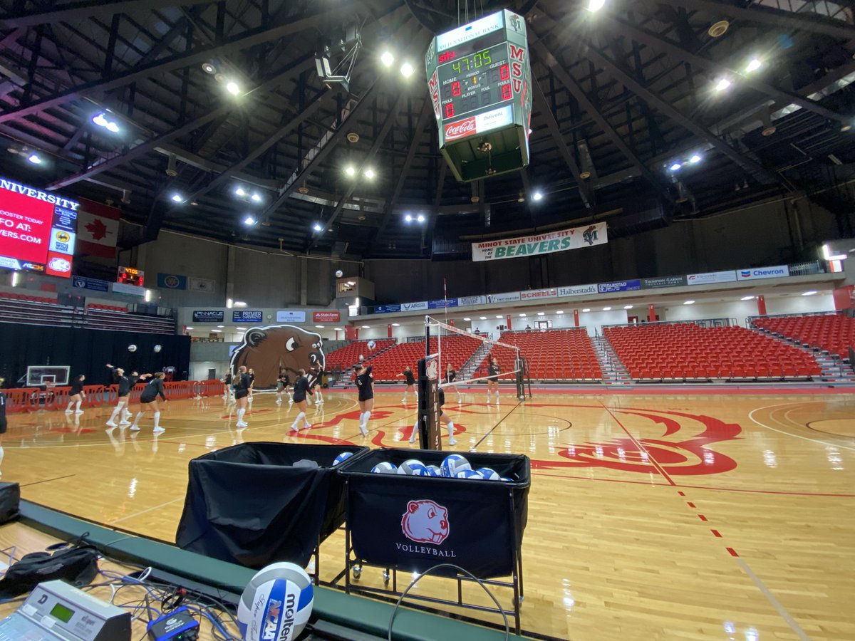 colehcclem's tweet photo. After a long road trip to start the regular season, Minot State volleyball is finally back at the Dome for their home opener.

It’s another rendition of the “Battle of the Beavers”

Tune in on the NSIC Network powered by Midco Sports Plus: https://t.co/bfMAIP7jRx

#OneTeam https://t.co/vdDlokmLV4