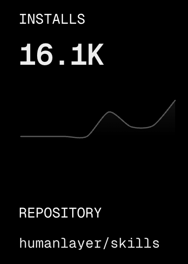 dexhorthy's tweet photo. humanlayer/skills popping off. 

/show-me up to 16k installs

enjoy https://t.co/D2OmGoNN8L https://t.co/Af3VJ9hPqs