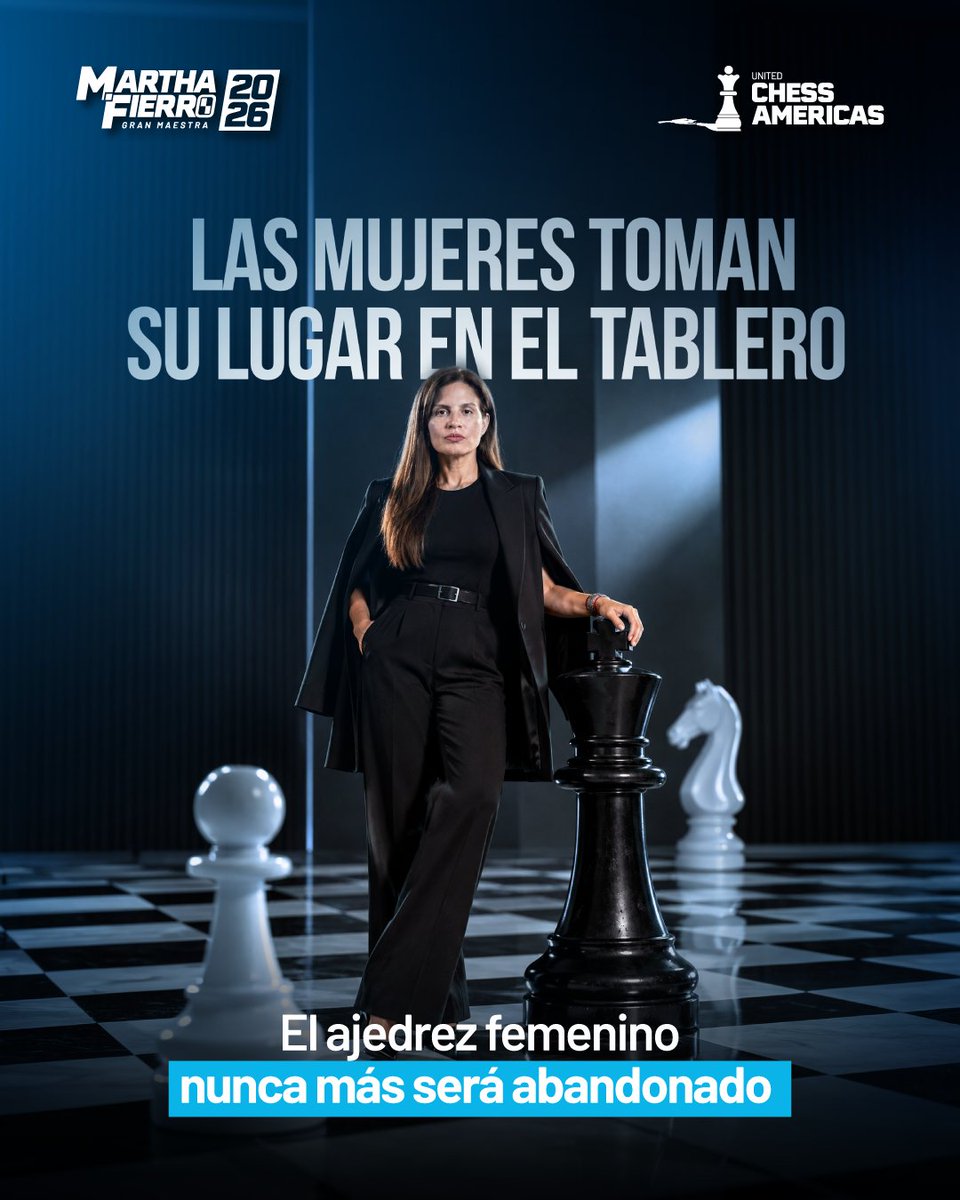 MarticaFierro's tweet photo. Las mujeres toman su lugar en el tablero de las Américas.​

​La exclusión y el abandono quedarán en el pasado. Es el tiempo de un verdadero cambio; uno que incluya a las mujeres en los espacios que siempre debieron ocupar, y que les fue negado por años de indiferencia y falta de voluntad.​

​Somos un equipo de hombres y mujeres que trabajan por la equidad en el ajedrez, y lucharemos por cada niña, adolescente y mujer que vea en el ajedrez un deporte que le llene de alegría. ​

​Nuestra estrategia incluye programas, eventos, torneos y capacitaciones. Agendas y figuras que garanticen el desarrollo deportivo de todas las ajedrecistas de las Américas.​

​Juntas somos más fuertes. El cambio empieza ahora.

ENG

Women are taking their place on the chessboard of the Americas.

Exclusion and neglect will be left in the past. The time for real change is now, a change that includes women in the spaces they have always deserved to occupy, but were denied for years through indifference and a lack of commitment.

We are a team of men and women working to advance equity in chess, and we will fight for every girl, teenager, and woman who sees chess as a sport that brings her joy.

Our strategy includes programs, events, tournaments, and training opportunities, as well as initiatives and leaders committed to ensuring the sporting development of women chess players across the Americas.

Together, we are stronger. The change begins now.

@unitedchess2026 @riquelmeandres @WadimRosenstein @WR2026official @wr_chess 

#AjedrezFemenino #Chess #FederacionesDeAjedrez #UnitedChessAmericas