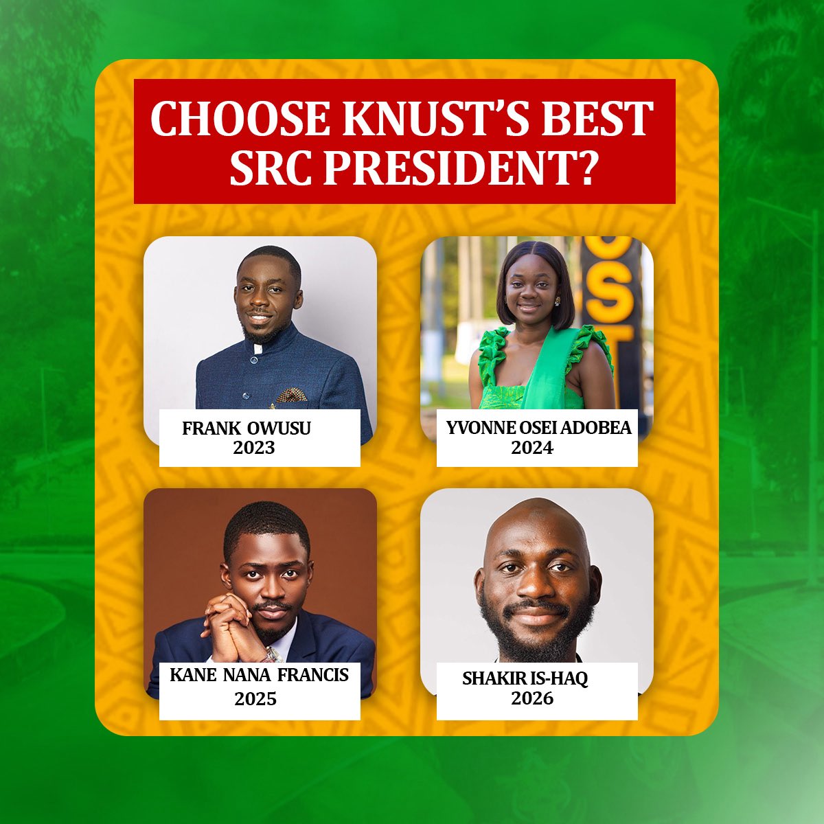 InsideKnust's tweet photo. Which president performed well and why? https://t.co/K1Vy4yj9Hy
