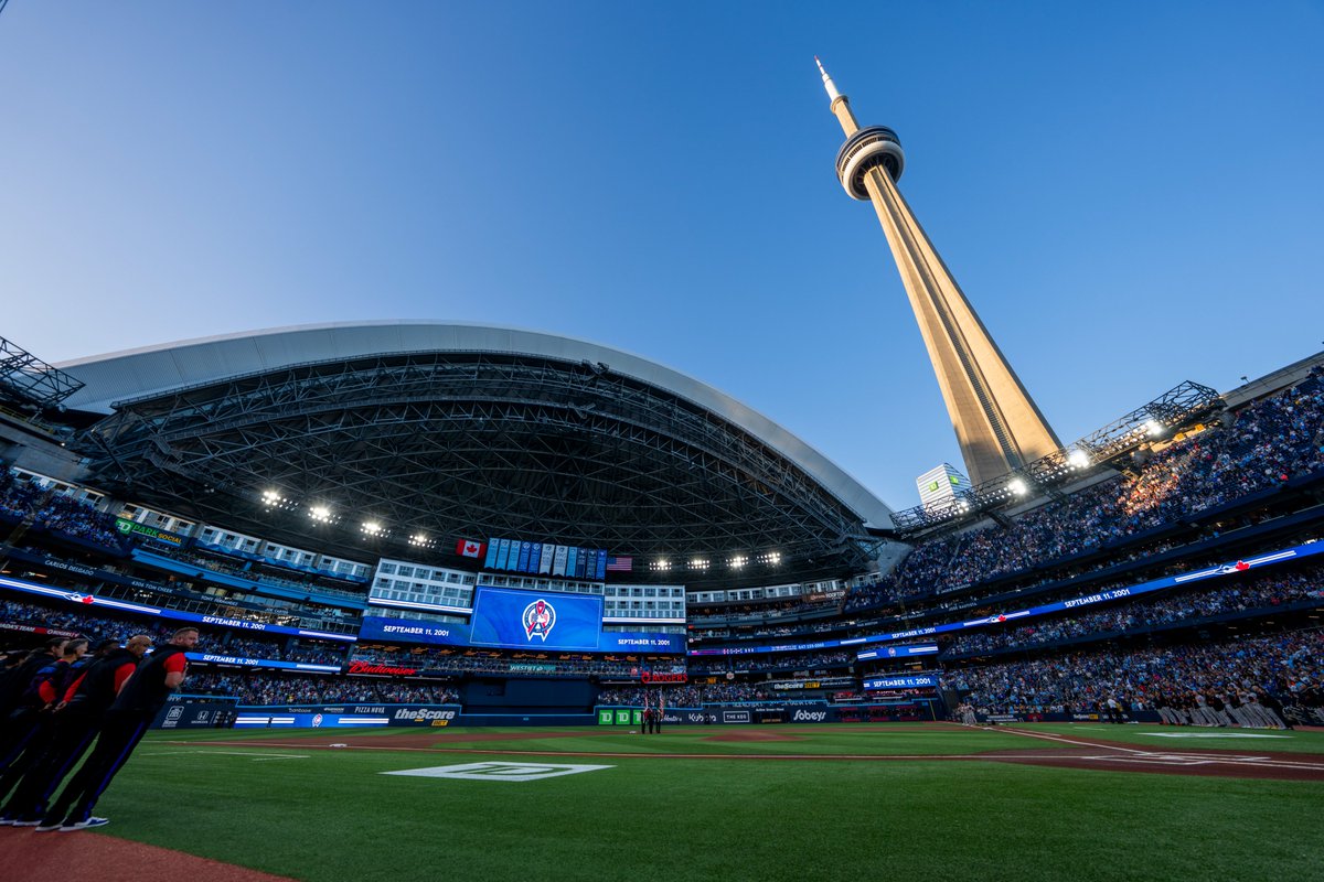 BlueJays's tweet photo. We join our neighbours in remembering the victims, survivors, heroes, and all those impacted by the events of September 11, 2001. 

We will #NeverForget. https://t.co/NFNevX1PYv