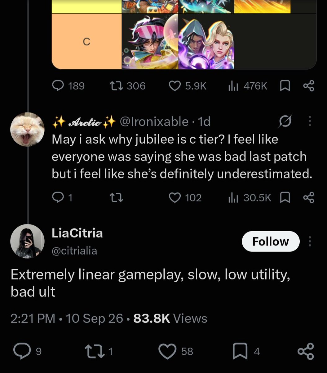 whitefoxkisser's tweet photo. "So, we made a strategist that requires you to use more than two braincells to get insane value out of her." "Mmm, no, too hard, she bad." https://t.co/D53FzC5qw8
