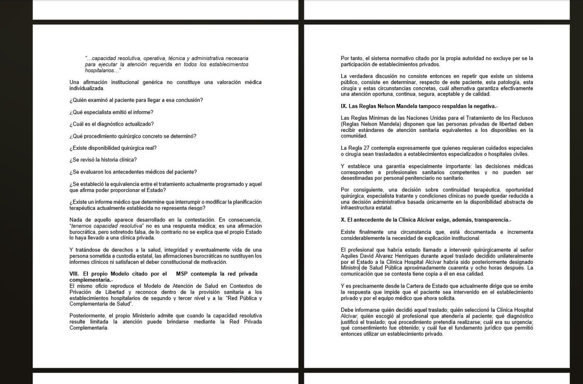FunerariaAlach's tweet photo. A raíz de la carta presentada por la defensa de Aquiles Álvarez, queda en evidencia una nueva decisión del Gobierno: pretenden condicionar su operación a que se realice en un hospital público.

La incoherencia es evidente: cuando el propio Estado quiso operarlo, lo trasladó a una clínica privada. Ahora, cuando Aquiles solicita continuar su tratamiento con su equipo médico, le cierran esa posibilidad.

¿Con qué criterio cambió la decisión?

La salud de una persona no puede quedar sometida a decisiones políticas ni convertirse en una herramienta de presión desde el poder.

Si el Estado insiste en una negativa que pueda poner en riesgo la salud de Aquiles Álvarez, tendrá que asumir las consecuencias de sus decisiones.