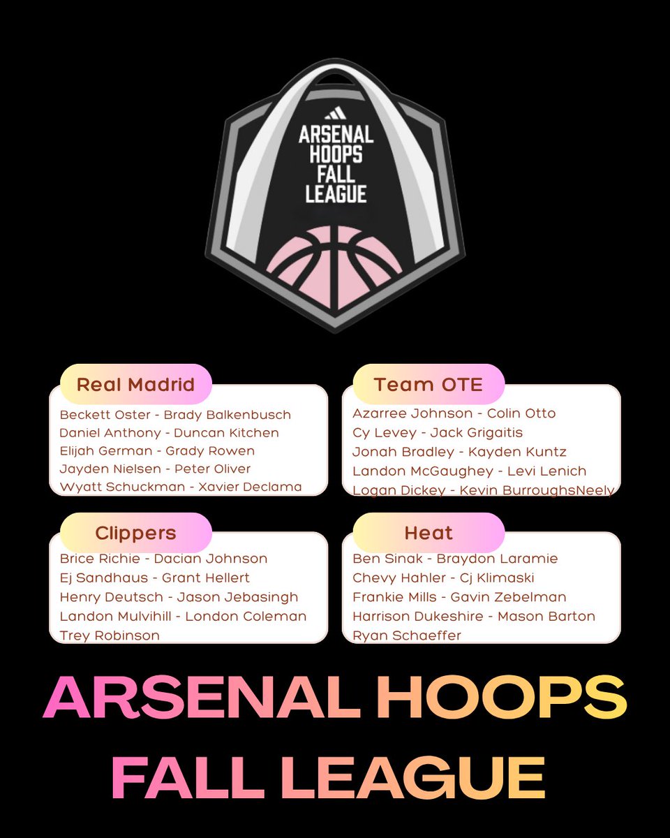 ArsenalHoops's tweet photo. 🚨 Fall League Rosters 🚨 

Opening day tomorrow, loaded rosters, who will be taking home the 🏆 👑?? https://t.co/8Wh4qjefIi