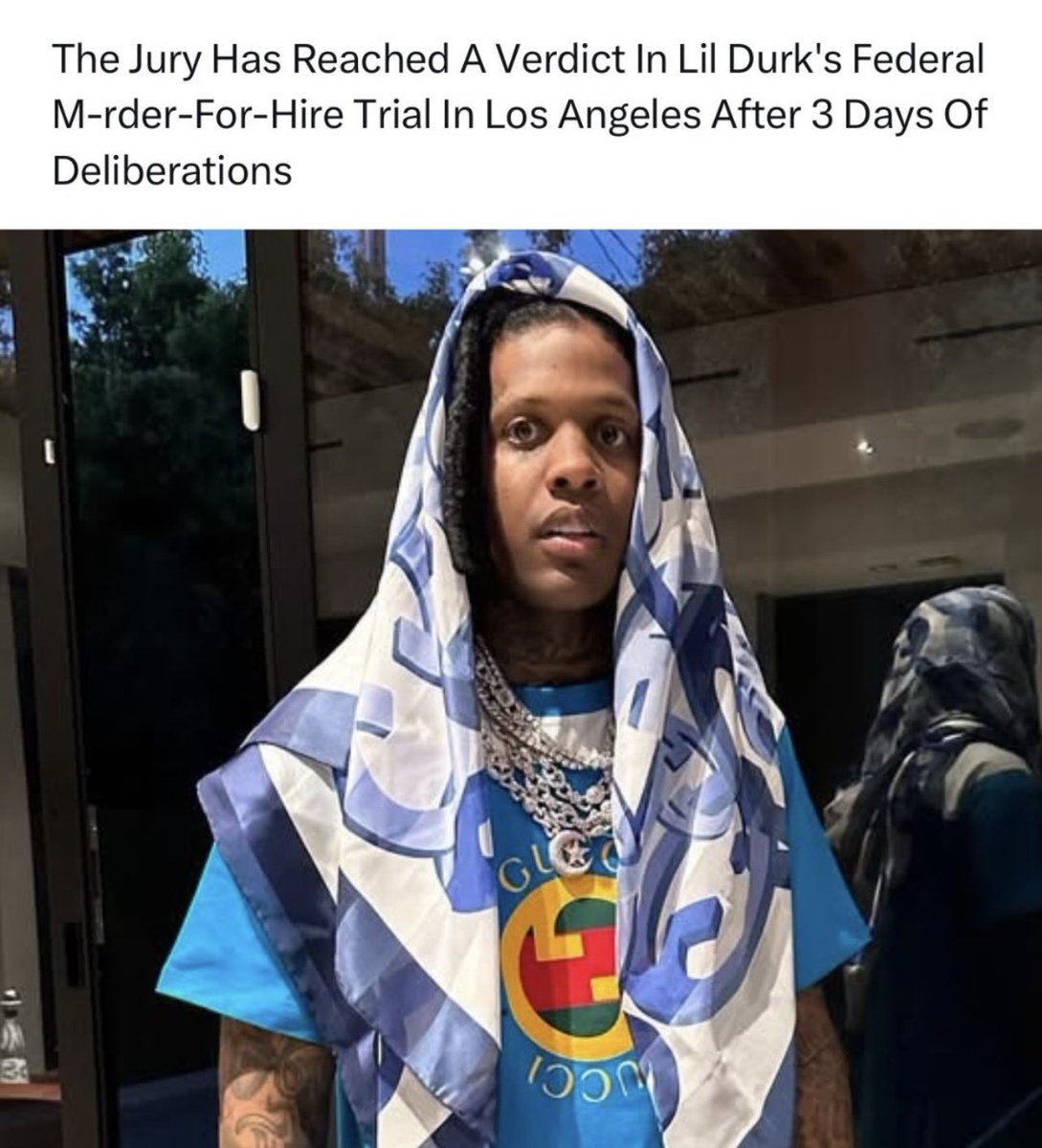 StraightDropLLC's tweet photo. A Verdict has been reached in the Murder for hire case involving rapper Lil Durk. 🤯 #fyp #viral #Lildurk https://t.co/huC7weovra