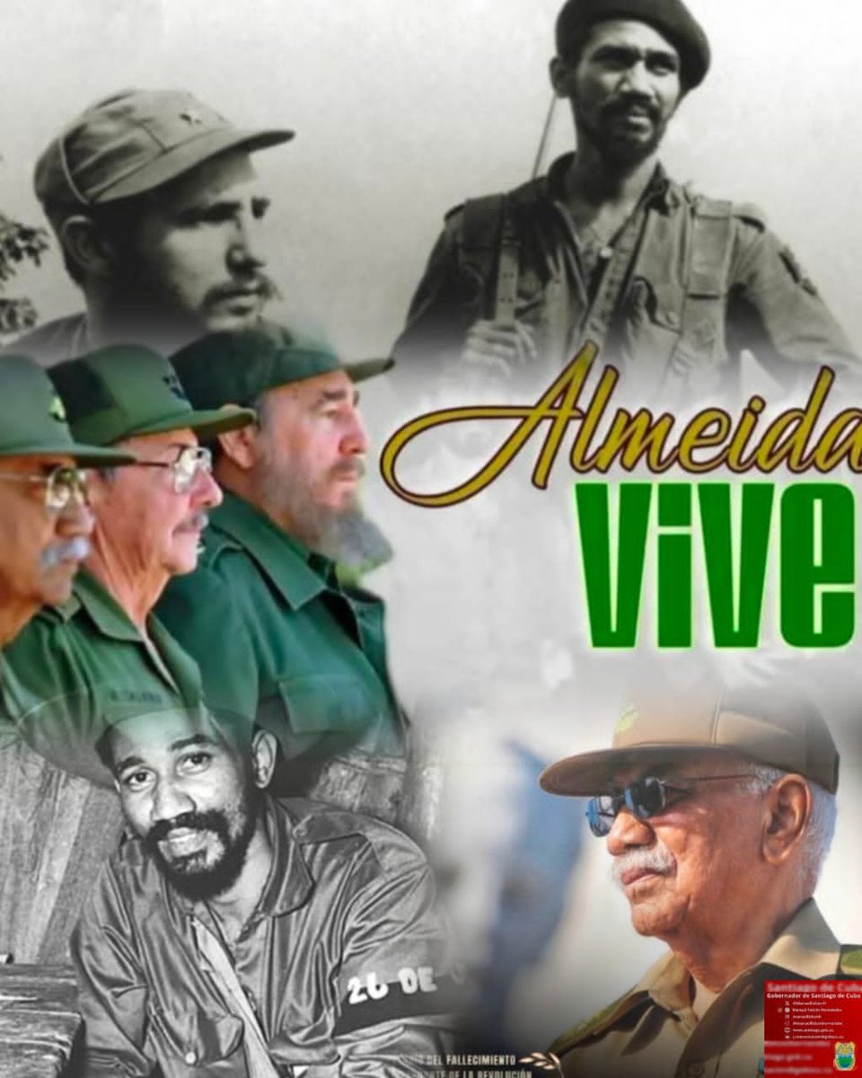 ManuelFalconH's tweet photo. 🇨🇺 A 17 años de su partida física, el Comandante Juan Almeida vive en la unidad y resistencia de su pueblo. Su lealtad y valentía nos legaron un grito que sigue firme: ¡Aquí no se rinde nadie! #AlmeidaVive #CubaVencerá #SantiagoDeCuba https://t.co/RiNMVQP4Ws