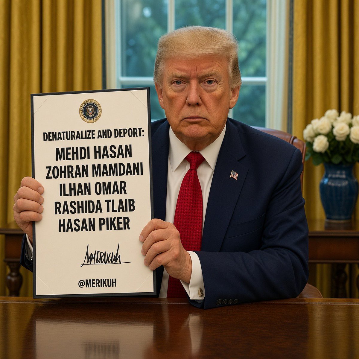 merikuh's tweet photo. @realDonaldTrump The families who lost loved ones on 9/11 are watching. Deport these Muslims already. Do it for every red-blooded American on this 25th anniversary of that horrible day. https://t.co/2IlFvMfPdp