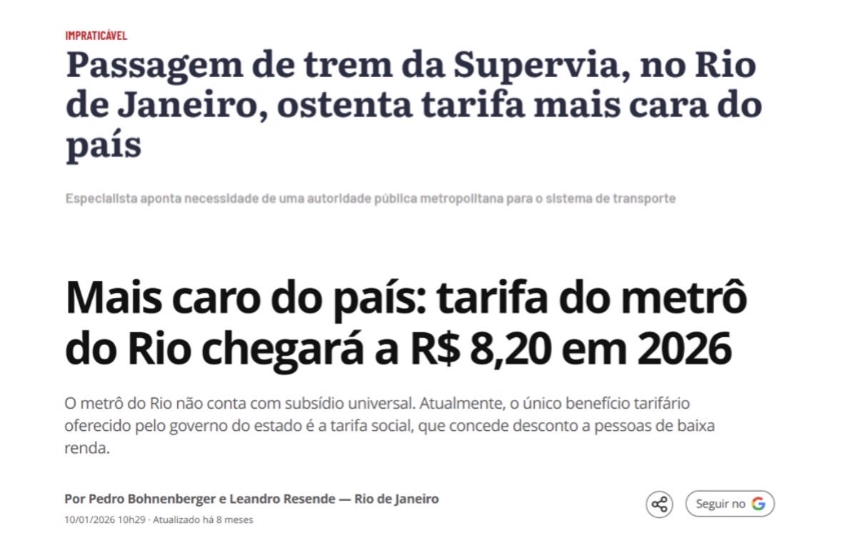 joycetrindadee_'s tweet photo. Trem e metrô no Rio têm passagem a PREÇO DE LUXO e um dos piores serviços do país. Resultado de mais de 8 anos com os piores governadores da história. E quem fica com esse prejuízo? Quem depende do transporte público todos os dias. Mas a gente pode mudar essa realidade, segue o🧵 https://t.co/nDpRh0t6dM