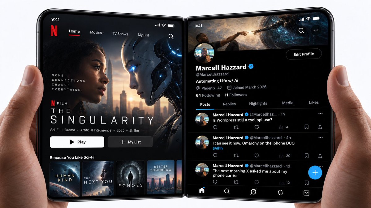 Marcellhazzard's tweet photo. iPhone Duo multi tasking at its finest https://t.co/LlErhMKNRx