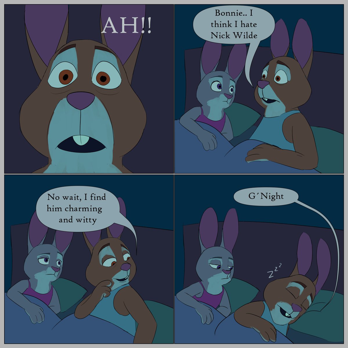mofinman99's tweet photo. They´re roomates and can only afford one bed 😭#wildehopps #LosSimpsons (Eng/Esp) https://t.co/E4AuksDw3w