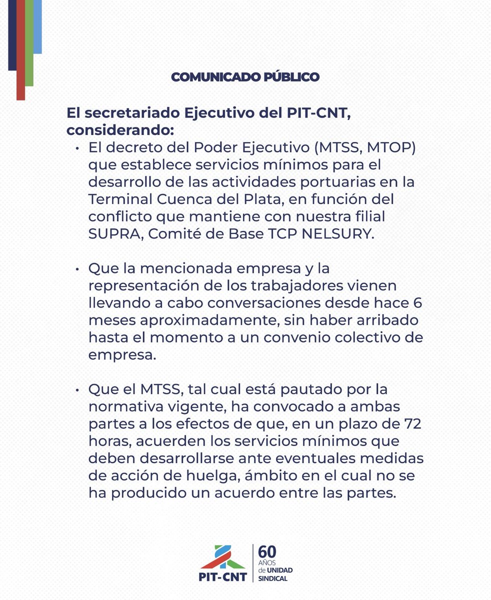 PITCNT1's tweet photo. 📣 Comunicado público: Solidaridad con los trabajadores de la terminal Cuenca del Plata https://t.co/rOGY6kdU4l