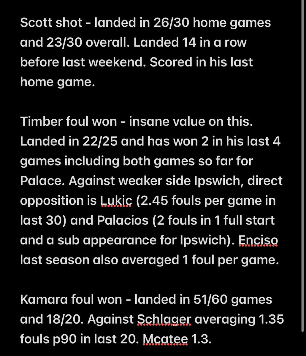 ValueEye's tweet photo. Premier league 3pm cross match bet builder. 
Timber/Kamara/Scott. 
2U main bet 
0.5U longshot https://t.co/zLowO54cyp