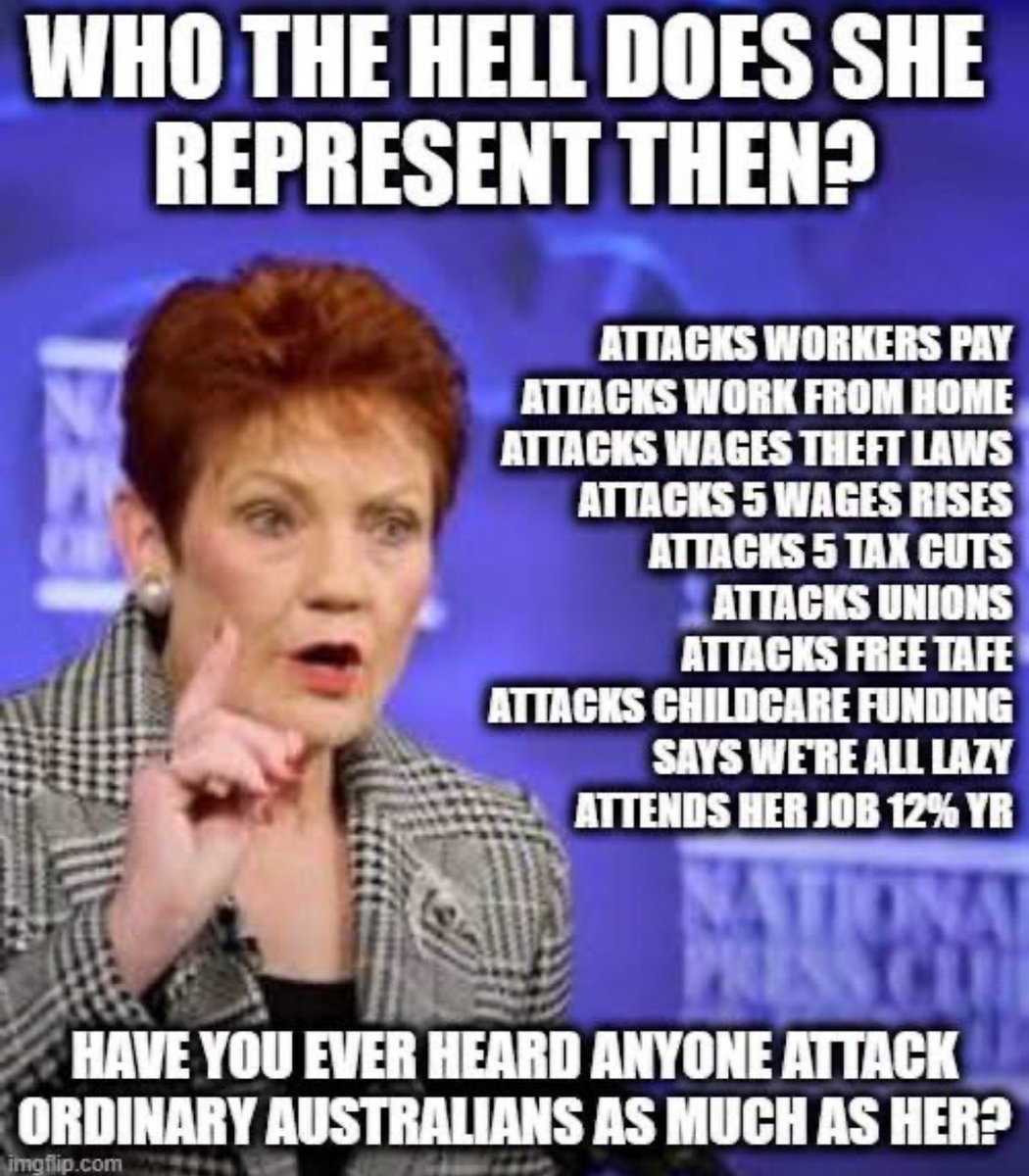 Jackat19's tweet photo. She complains hates and divides WHILE grifting in her safe Senate seat
STOP THIS AUSTRALIA #VoteOneNationLast #JustDoNotTrustON https://t.co/QhzYBbQsoW