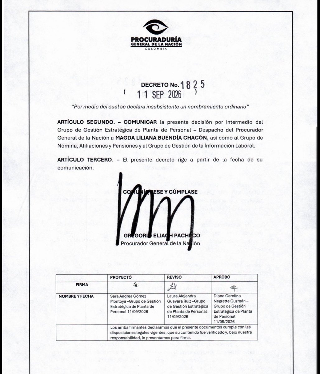 ricarospina's tweet photo. Atención: El Procurador Gregorio Eljach declaró insubsistente a una funcionaria de la @PGN_COL a quien alias el “Negro Ober”, cabecilla de las bandas criminales de Barranquilla, habría intentado utilizar para enviarle un mensaje al presidente @ABDELAESPRIELLA por medio de la ahora exfuncionaria, con quien habría hablado en la cárcel de Palogordo, Santander. Vía @BluRadioCo