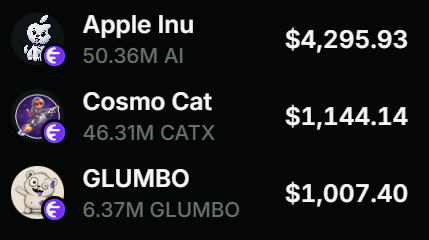 RektInk's tweet photo. What other Sentry tokens should I buy?

Holding: @AppleInuX @TheCosmoCatX @GLUMBO_NVDA https://t.co/978NLPPeUx
