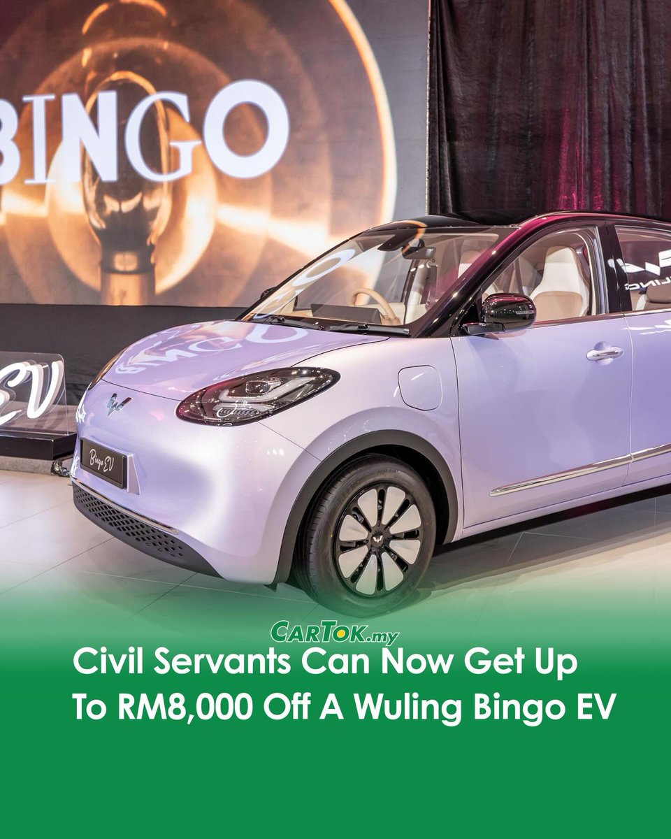 AugustusJondrow's tweet photo. Malaysia’s civil servants can save up to RM8, 000 on the TQ WULING Bingo EV, plus a free wallbox charger, portable charger, premium tint and more. Offer valid until 30 June 2026. https://t.co/6iL7Xi3wiC