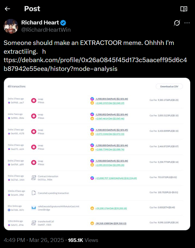 Extractoor369's tweet photo. Hey @RichardHeartWin

I know this is a pretty nerdy question 😆

Was the intended string in the meme actually “Extractoor”? rather than extractor.

Just trying to confirm the canonical spelling before I hardcode the wrong one 😂 https://t.co/RiR8A81vwm