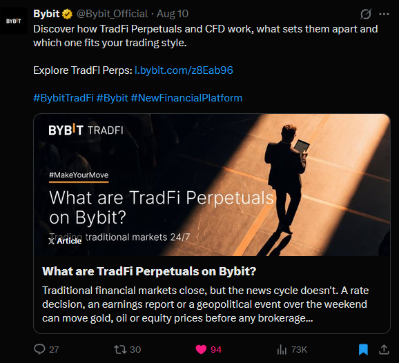 taxuddin's tweet photo. @Bybit_Official My #1 takeaway: Bybit brings 24/7 access to traditional markets with TradFi Perpetuals, giving traders greater flexibility to act on opportunities beyond regular market hours https://t.co/PCJxcMAcp6