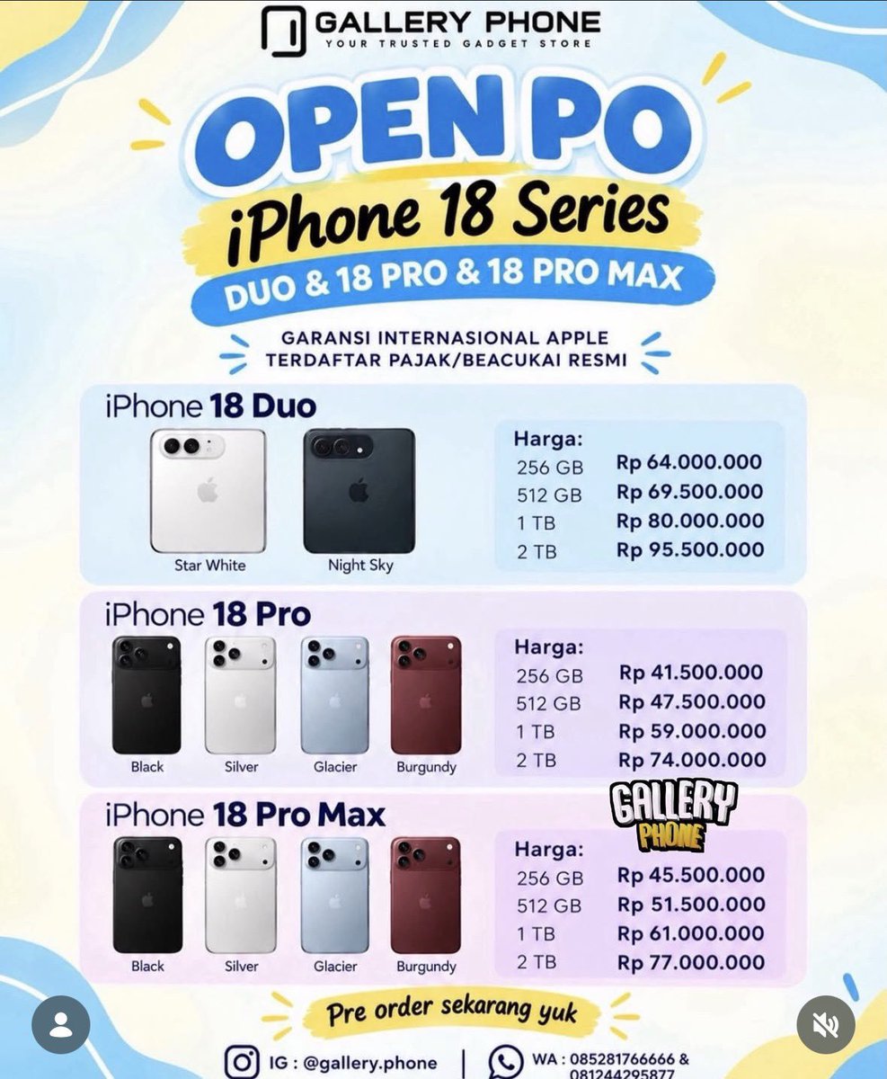springdyhyyh's tweet photo. Dari I-Phone 1-18 ataupun Samsung Galaxy 1 -27 gueh belum pernah punya karena semiskin ini buat beli HP harga segini terlalu mahal 🥲 https://t.co/J0iV0VZ4cH